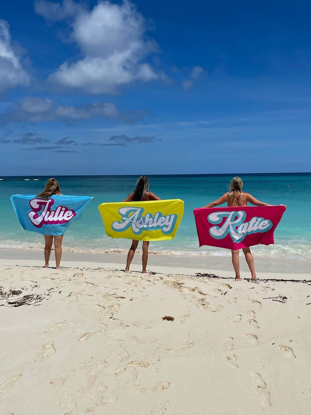 Customer photo review of Personalized Retro Beach Towel: Custom Name, Vacation Gift