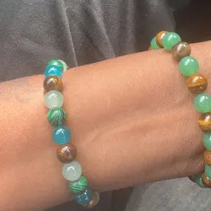 Customer photo review of FREE Today: Wealth Protection & Confidence Natural Tiger Eye Malachite Colorblock Beaded Bracelet