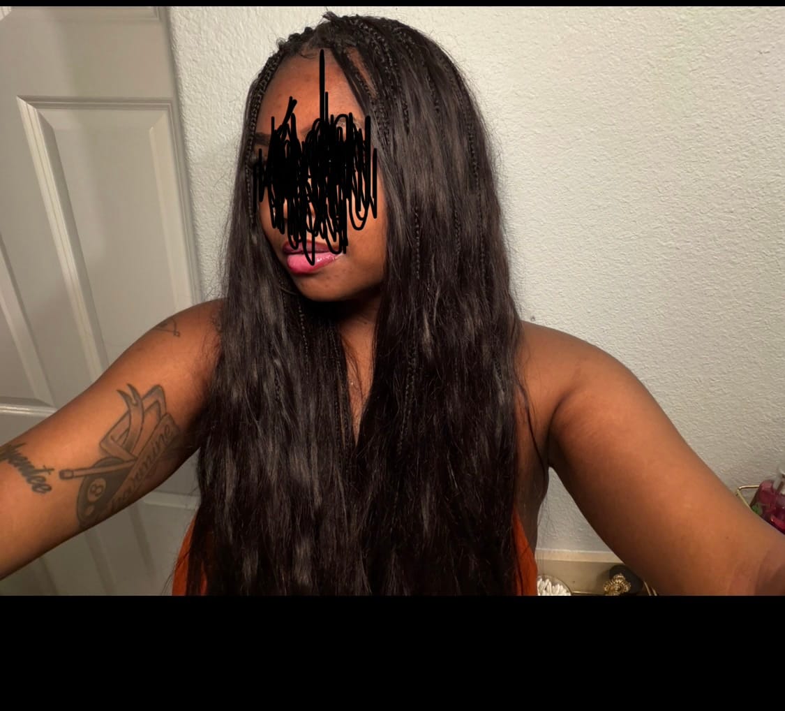 Customer photo review of Double Drawn Burmese Silky Straight Human Braiding Hair