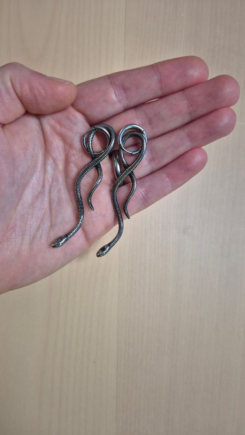 Customer photo review of ETERNAL SLITHER EARRINGS.