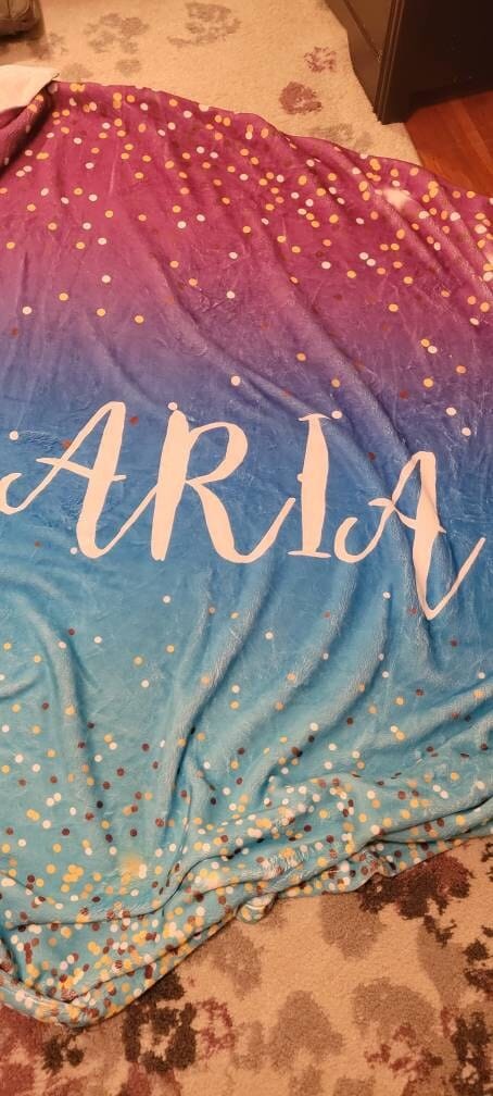 Customer photo review of Personalized Gold Glitter Style Blanket, Custom Minky Fleece Blanket