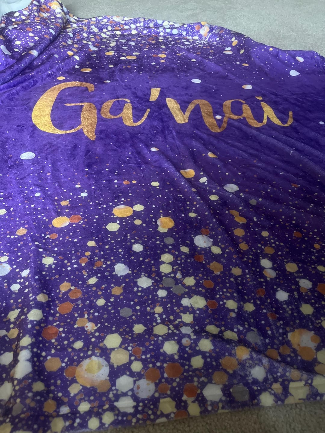 Customer photo review of Personalized Gold Glitter Style Blanket, Custom Minky Fleece Blanket