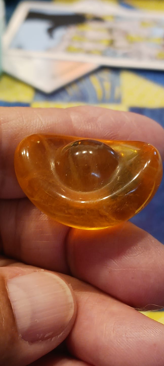 Customer photo review of Natural Crystal Fluorite Mini Ingot Carving