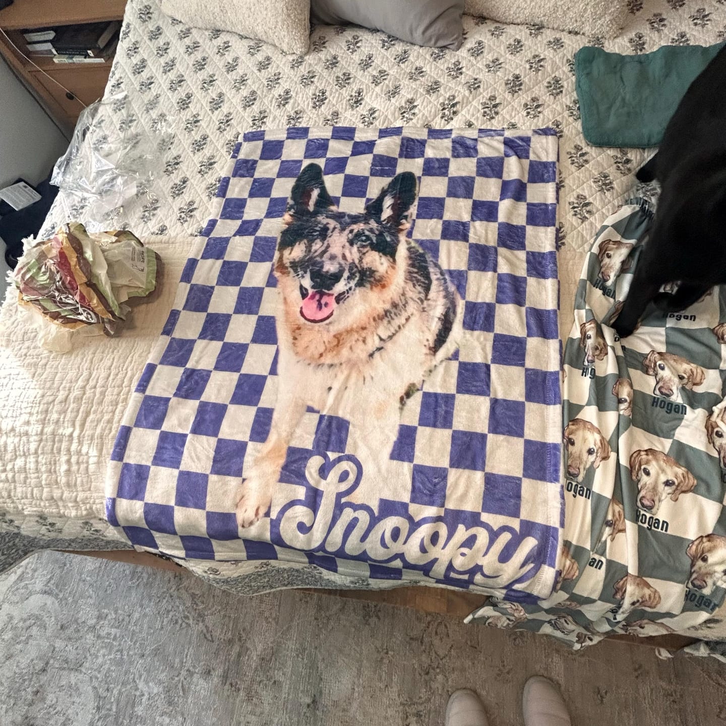 Customer photo review of Custom Pet Photo Blanket: Checkerboard Dog or Cat Blanket