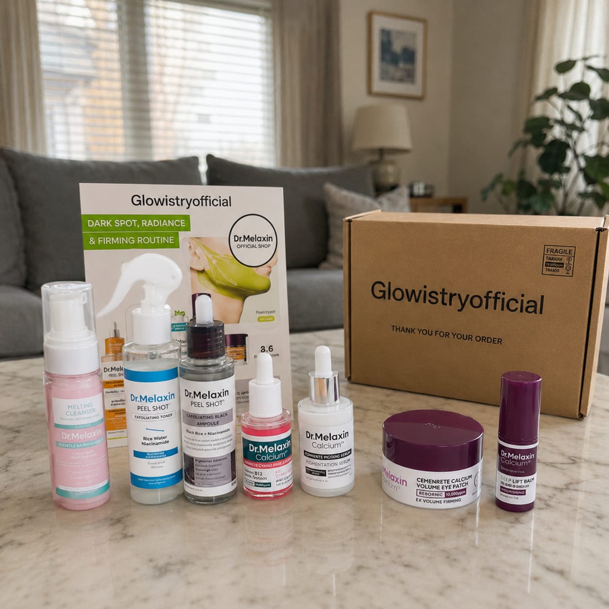Customer photo review of Dr. Melaxin Glass Skin Routine Set Brighten, Smooth & Firm