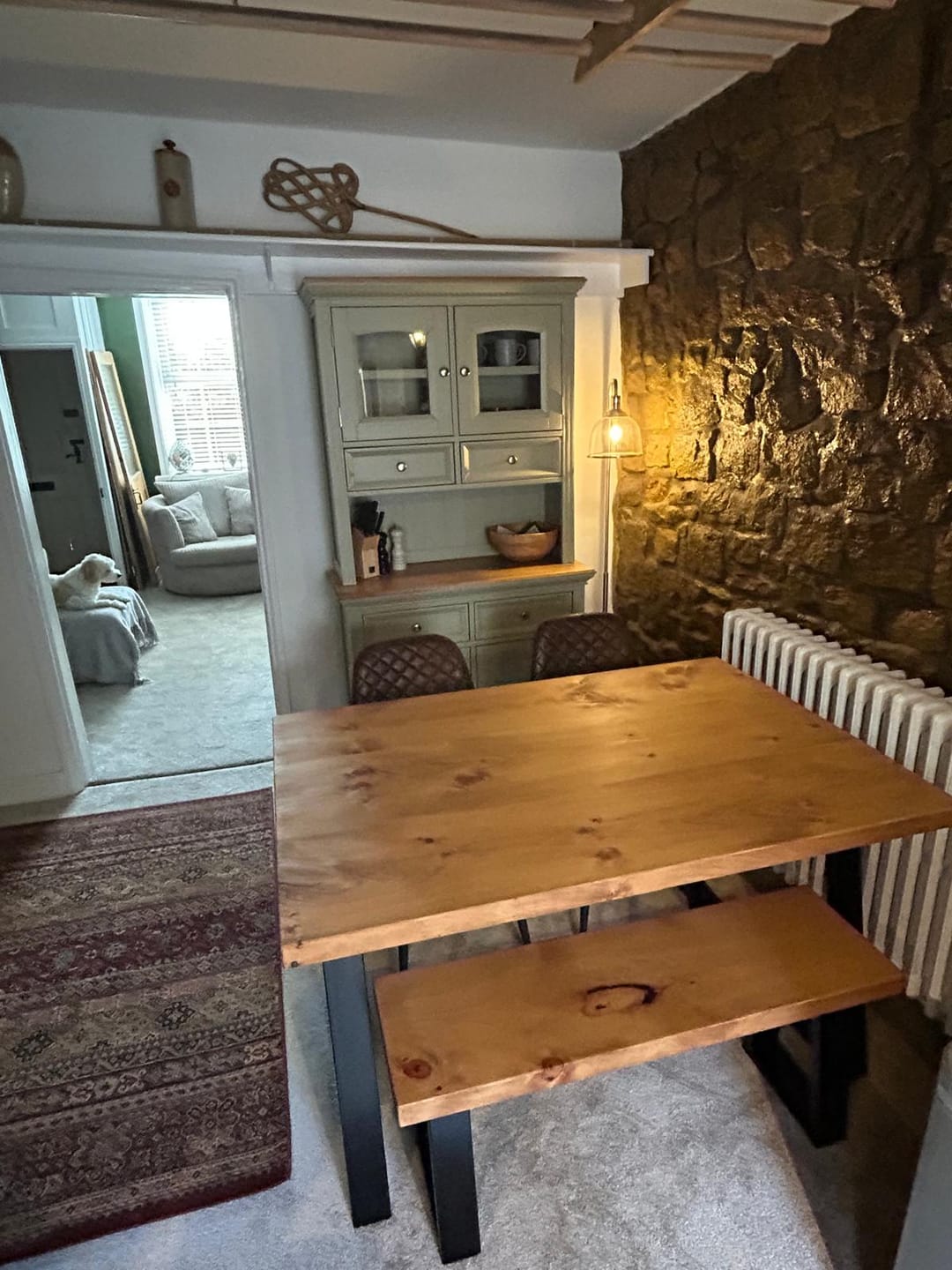 Customer photo review of Industrial Dining Table with Trapezium Leg