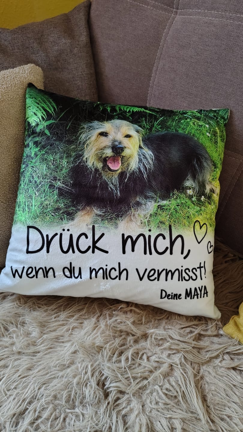 Customer photo review of Personalisiertes Kissen - Drück mich, wenn du mich vermisst