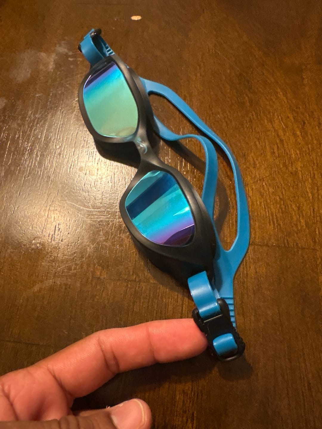 Customer photo review of NanoClear™ Flex Swim Goggles Blue Mirror - (Black)