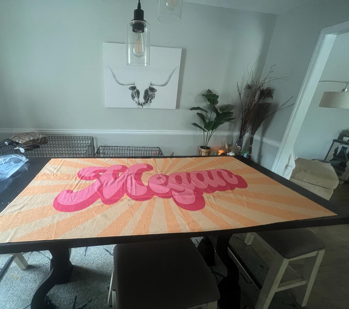 Customer photo review of Personalized Retro Beach Towel: Groovy Custom Name Bath Towel