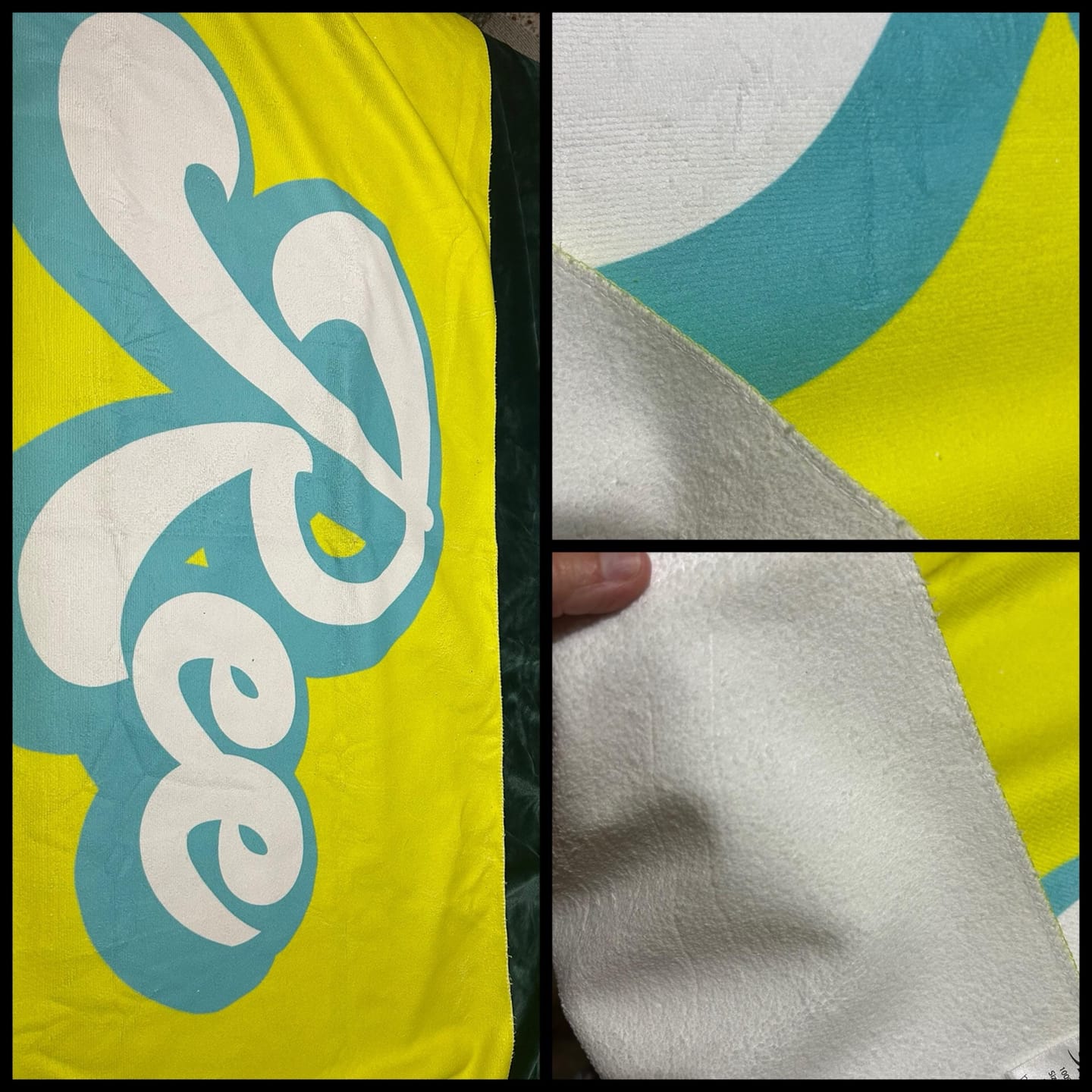 Customer photo review of Personalized Retro Beach Towel: Custom Name, Vacation Gift
