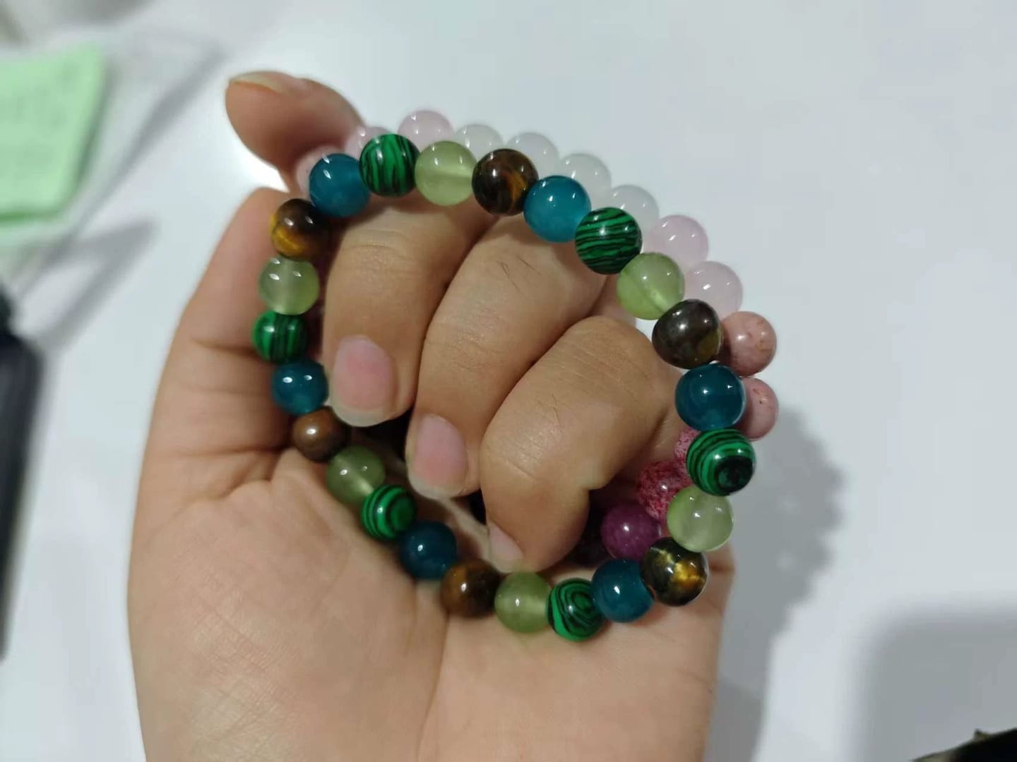 Customer photo review of FREE Today: Growth Balance Luck Positive Energy Tiger's Eye Green Aventurine Agate Bracelet