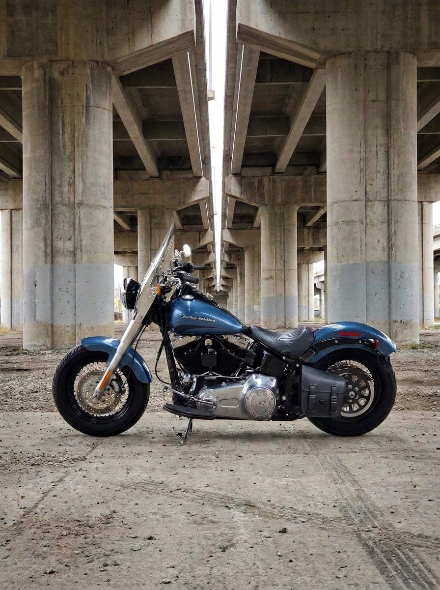 Customer photo review of 8L - Drift Leather Swingarm Bag for Harley-Davidson Softail (Left-Only)