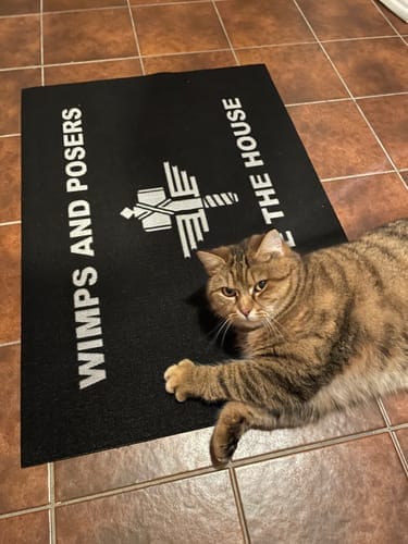 Customer photo review of MANOWAR DOORMAT "WIMPS AND POSERS"