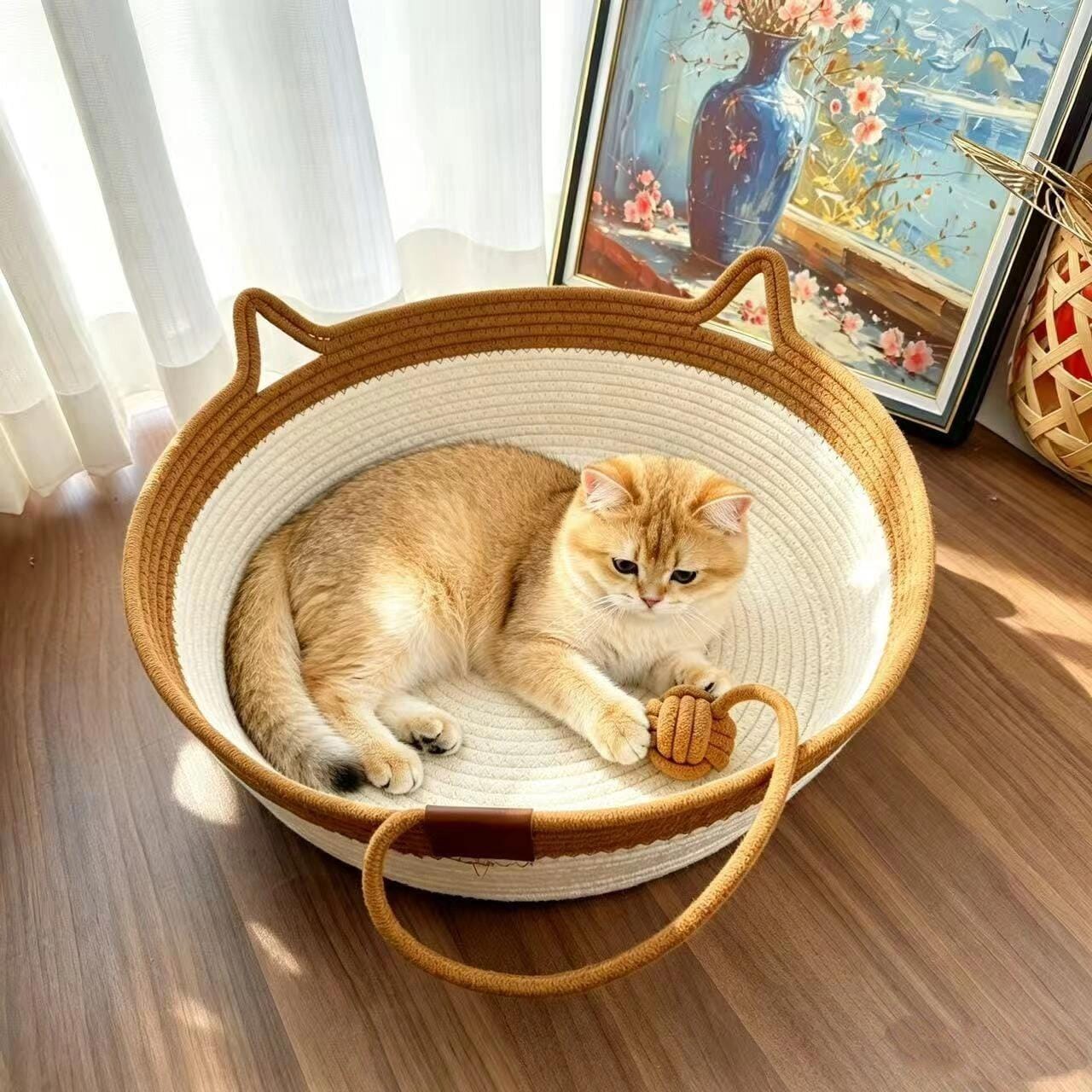 Customer photo review of Rattan Cat Bed