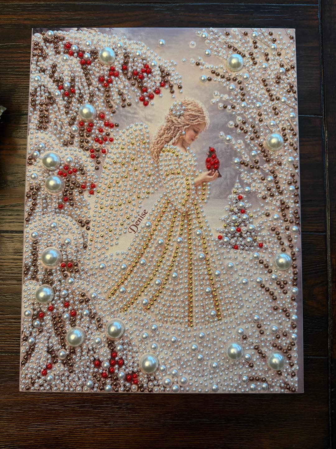 Customer photo review of Personalized 3D Pearl Art DIY Kit – Custom Name Holiday Canvas Wall Decor