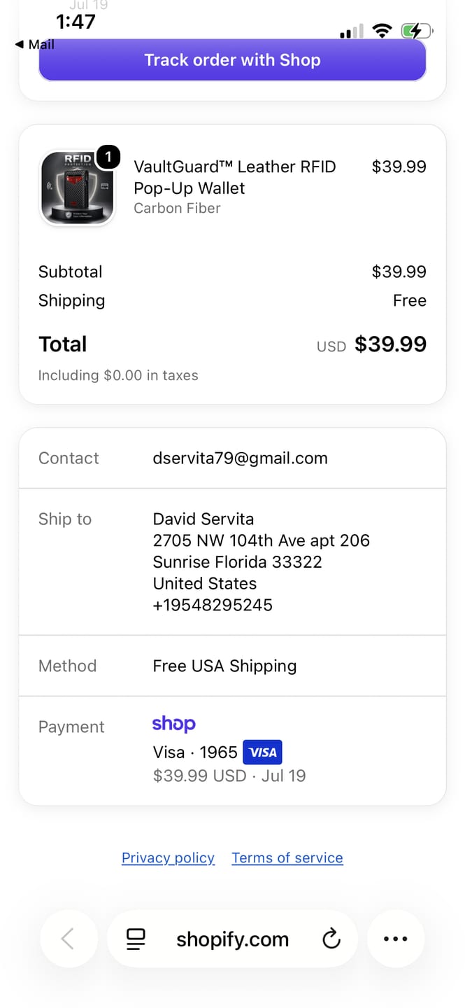 Customer photo review of VaultGuard™ Leather RFID Pop-Up Wallet with Cash Pocket (Latest Version)