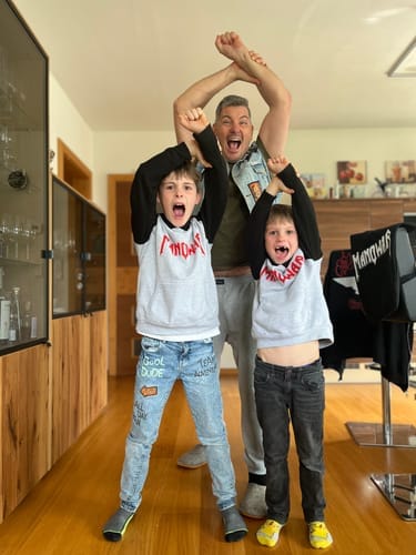 Customer photo review of Manowar Kids' Hooded Sweatshirt - Red Logo & Sign Of The Hammer