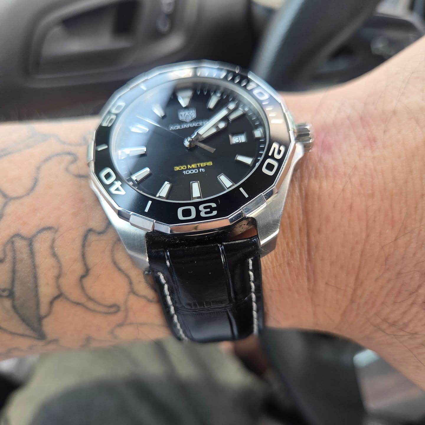 Customer photo review of Leather - Crocodile Grain - Licorice Black - Butterfly Clasp
