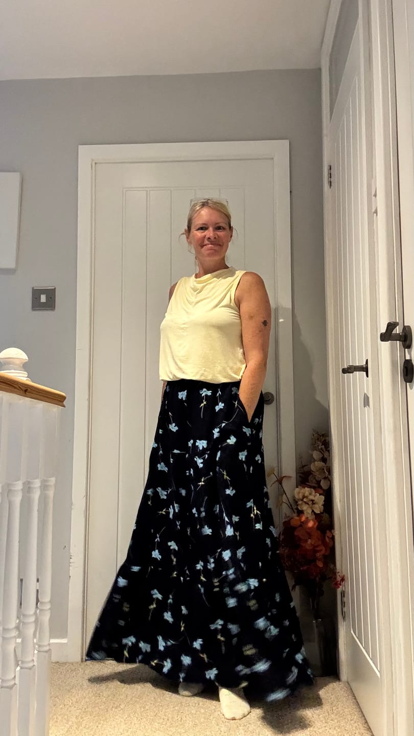Customer photo review of Falling Flowers Viscose Challis Fabric