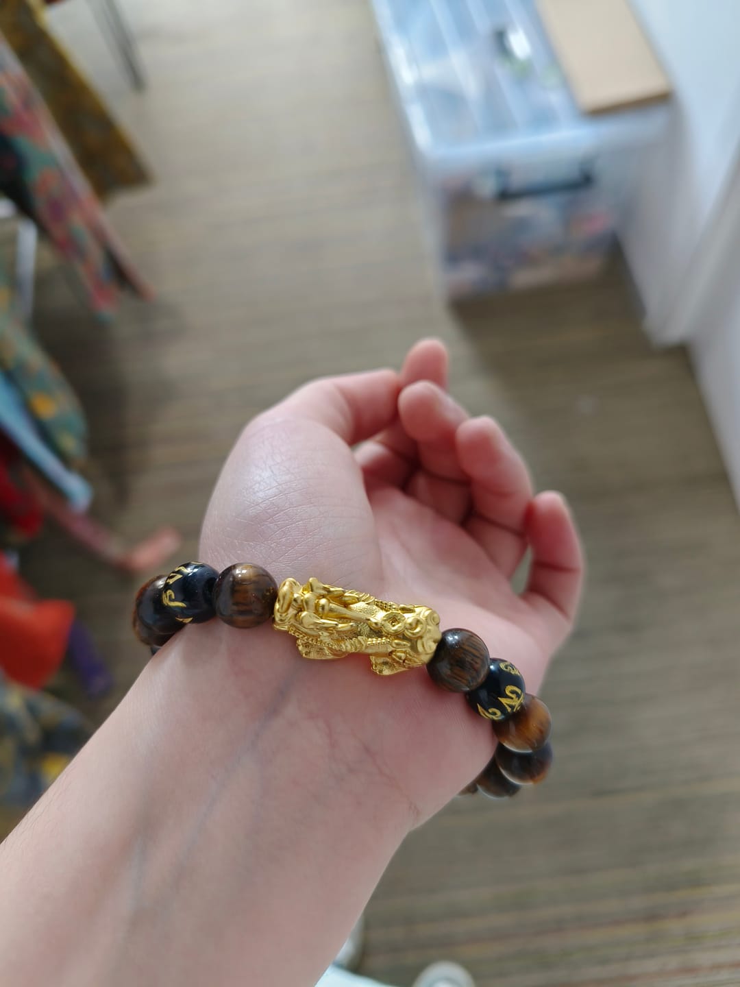 Customer photo review of FREE Today: Protection Confidence & Wealth Tiger Eye Pixiu Crystal Healing Bracelet For Men