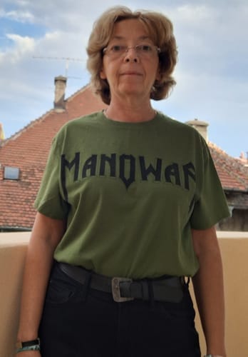 Customer photo review of Manowar T-Shirt Sign Of The Hammer Stripes - Black On Military Green