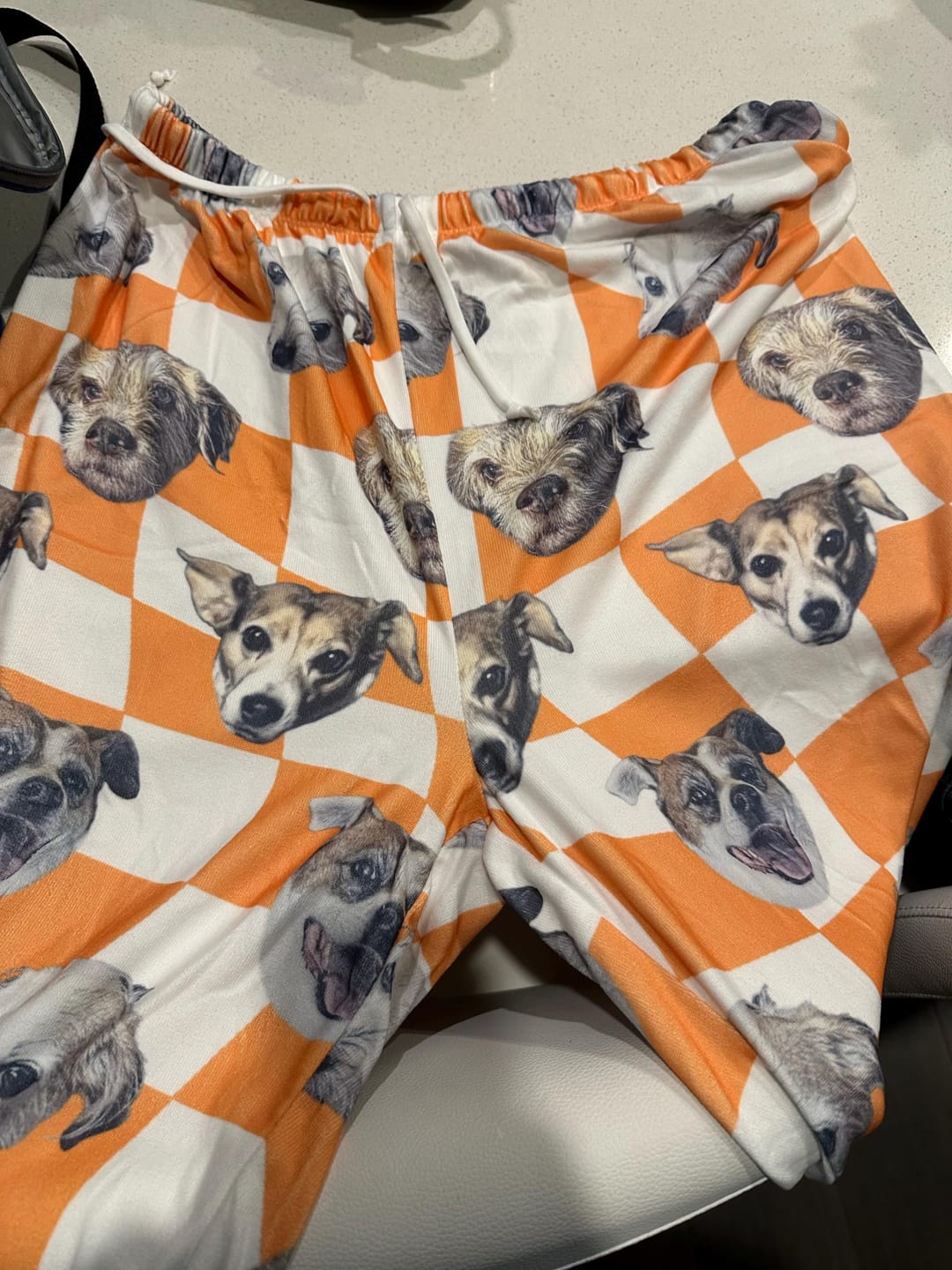Customer photo review of Custom Pet/Person Portrait Pajama Shorts: Personalized Dog Photo Pants
