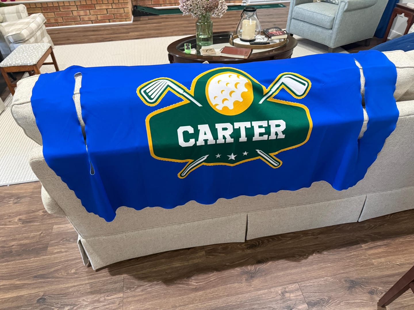 Customer photo review of Custom Fabric Golf Cart Seat Cover: Handmade in USA