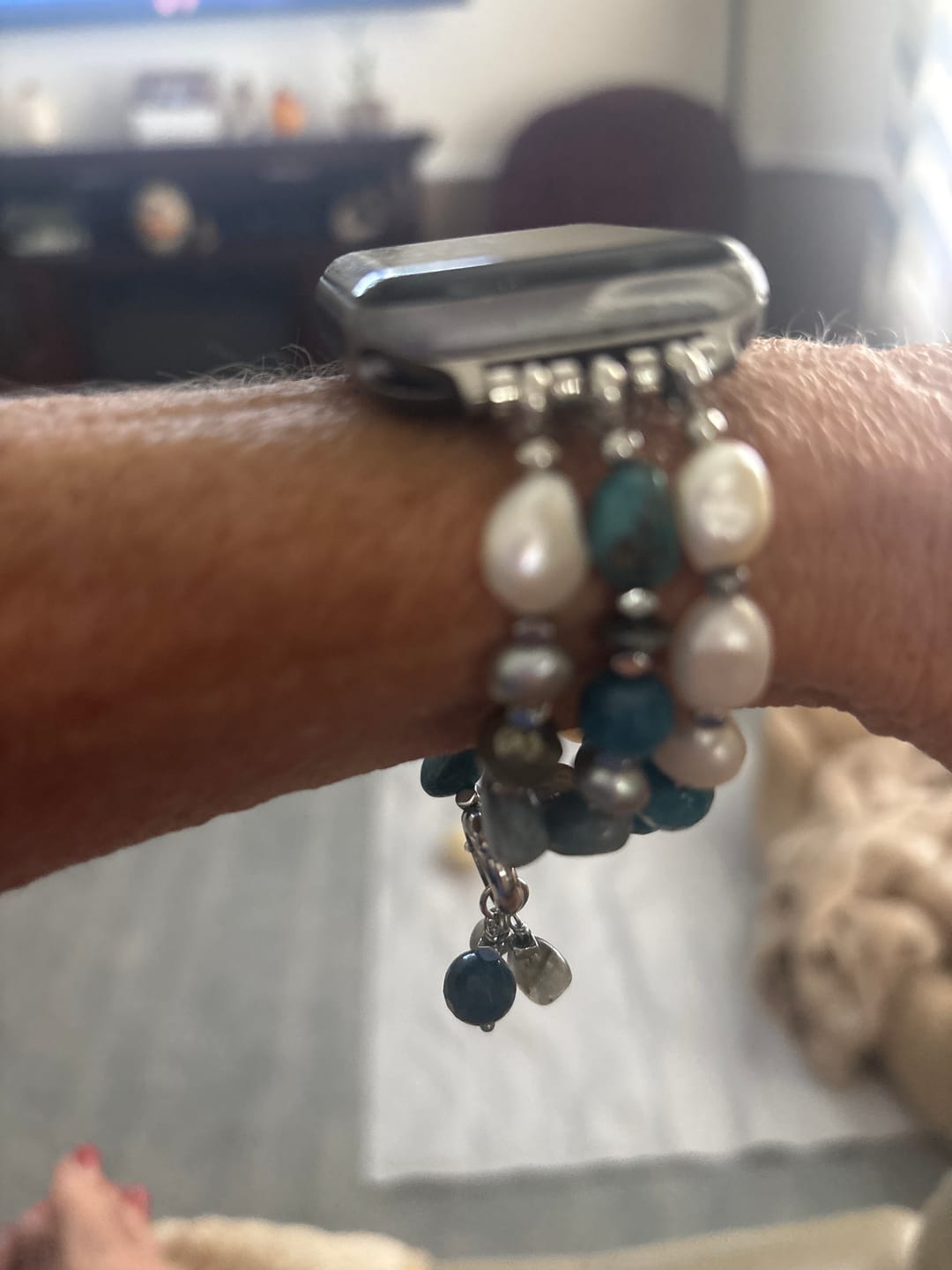 Customer photo review of Bohemian Frost Stretch Apple Watch Strap