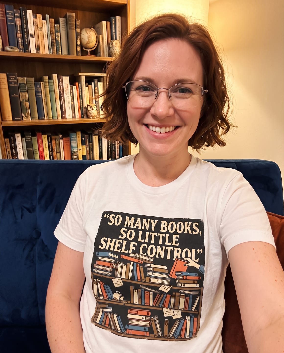 Customer photo review of Too Many Books T-Shirt