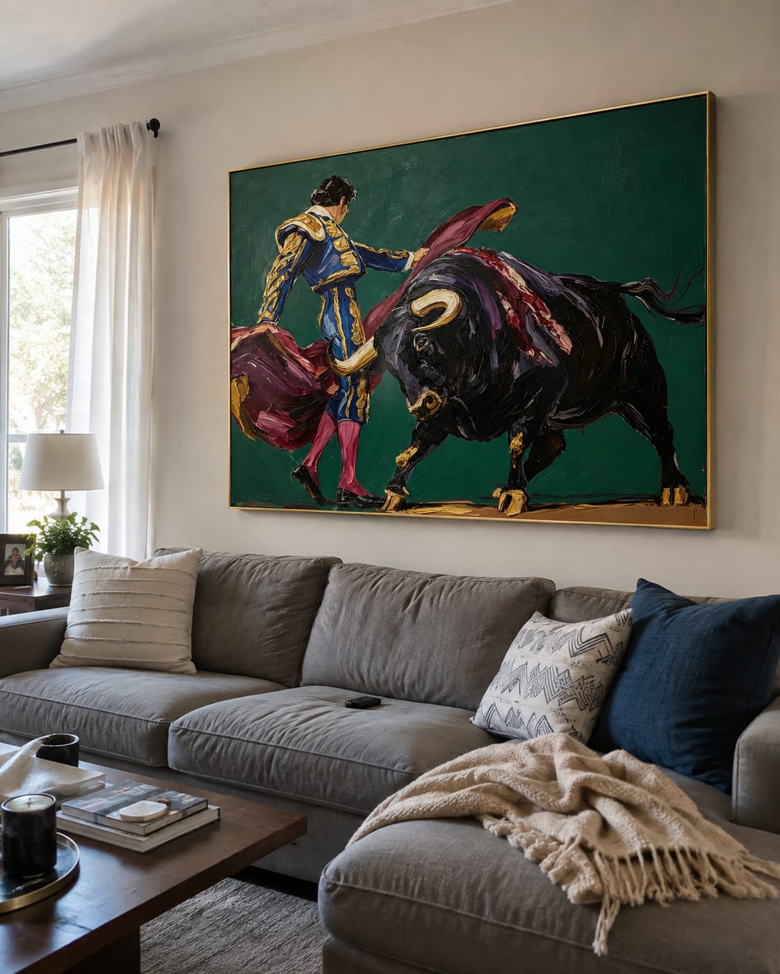 Customer photo review of Crimson Arena-Matador Bull Painting