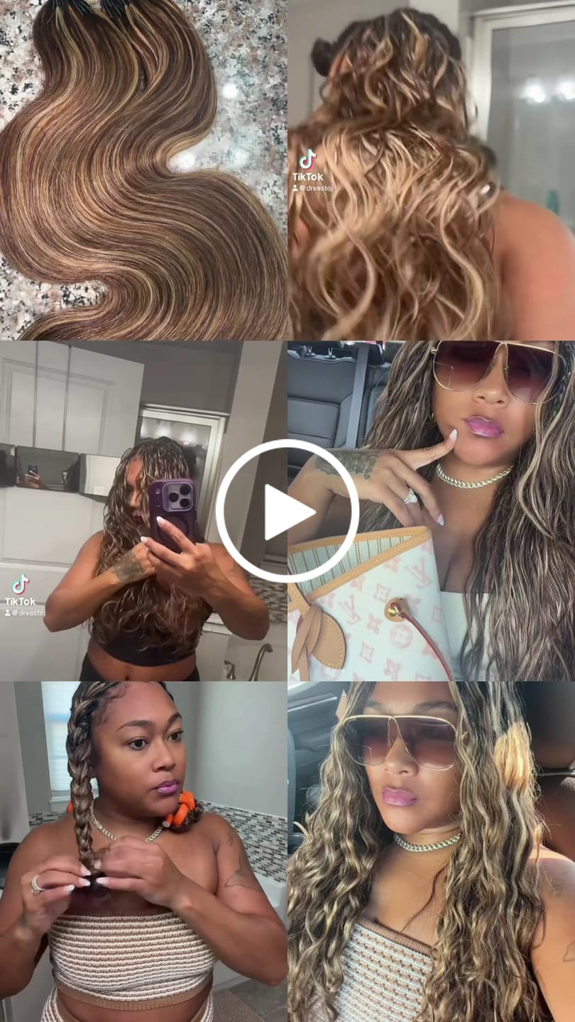 Customer video review of #4/27 Mix Color Blend Body Wave Human Crochet Hair