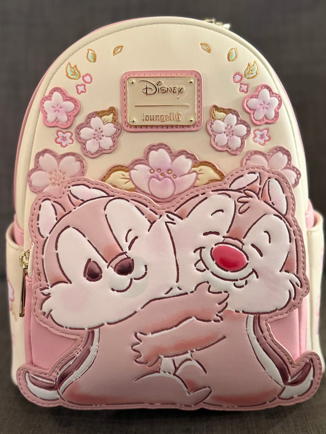 Customer photo review of Loungefly Disney Chip 'n' Dale Cherry Blossoms Mini Backpack