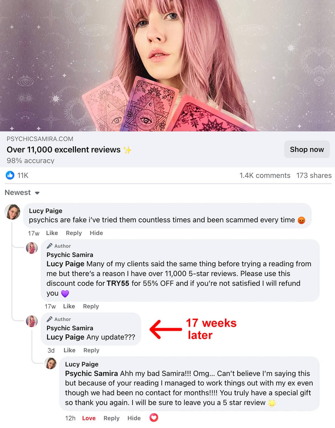Customer photo review of Full Psychic Reading by Samira