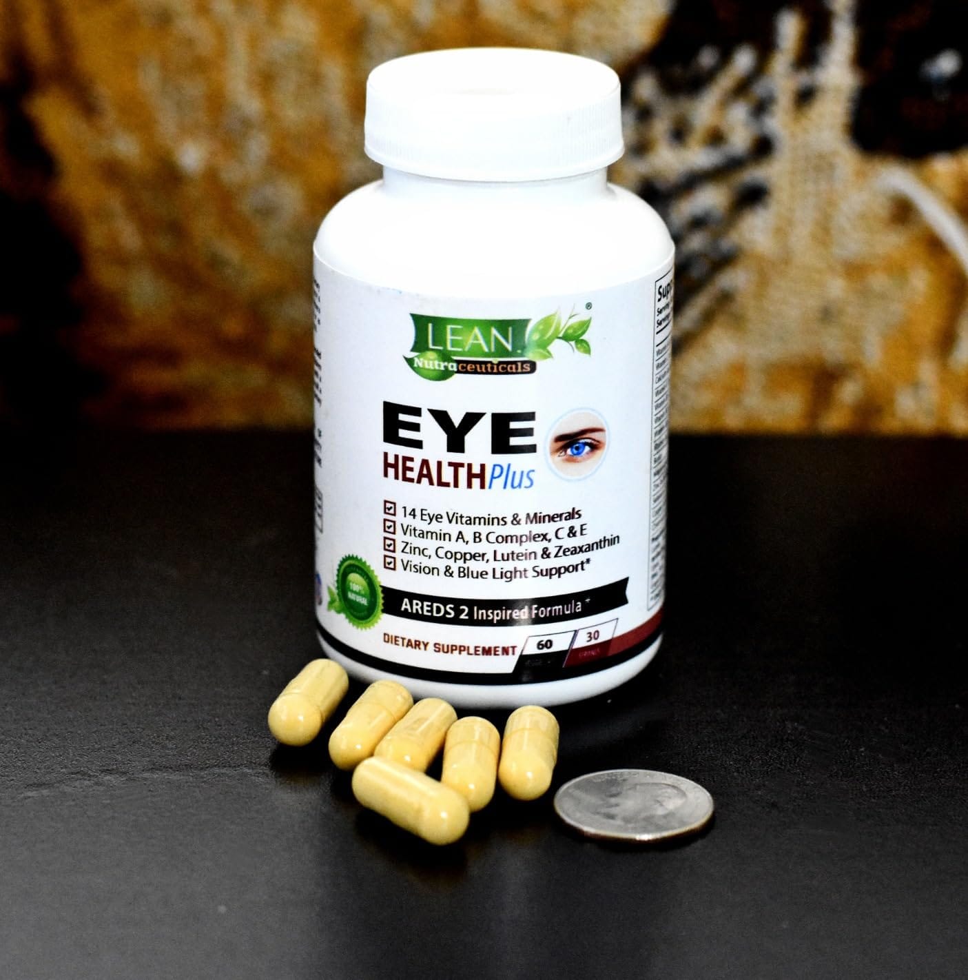 Customer photo review of Eye Health Plus with Copper, Vitamins A, B, C, E, Lutein, Zeaxanthin, Quercetin, Zinc, Bilberry Extract, Biotin - Care for Sight, Dryness, Strain"
