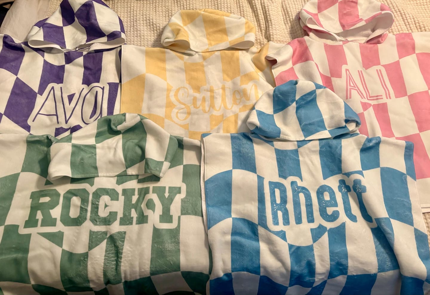Customer photo review of Personalized Retro Checker Beach Towel: Custom Name Gift