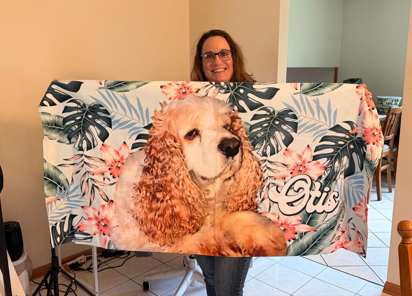 Customer photo review of Custom Pet Portrait Beach Towel: Personalized Dog Photo Gift