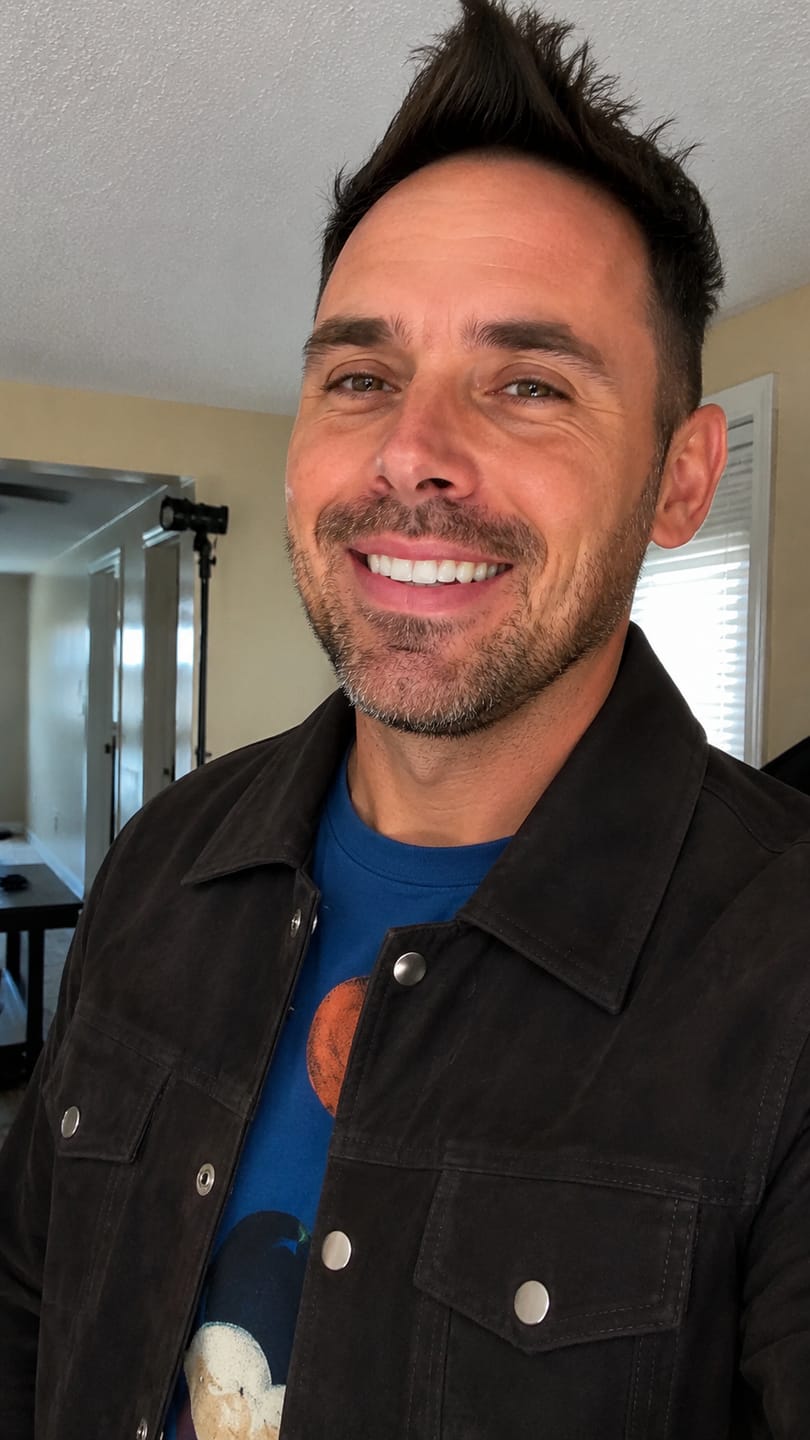 Customer photo review of Colin Brown Suede Leather Trucker Jacket For Men