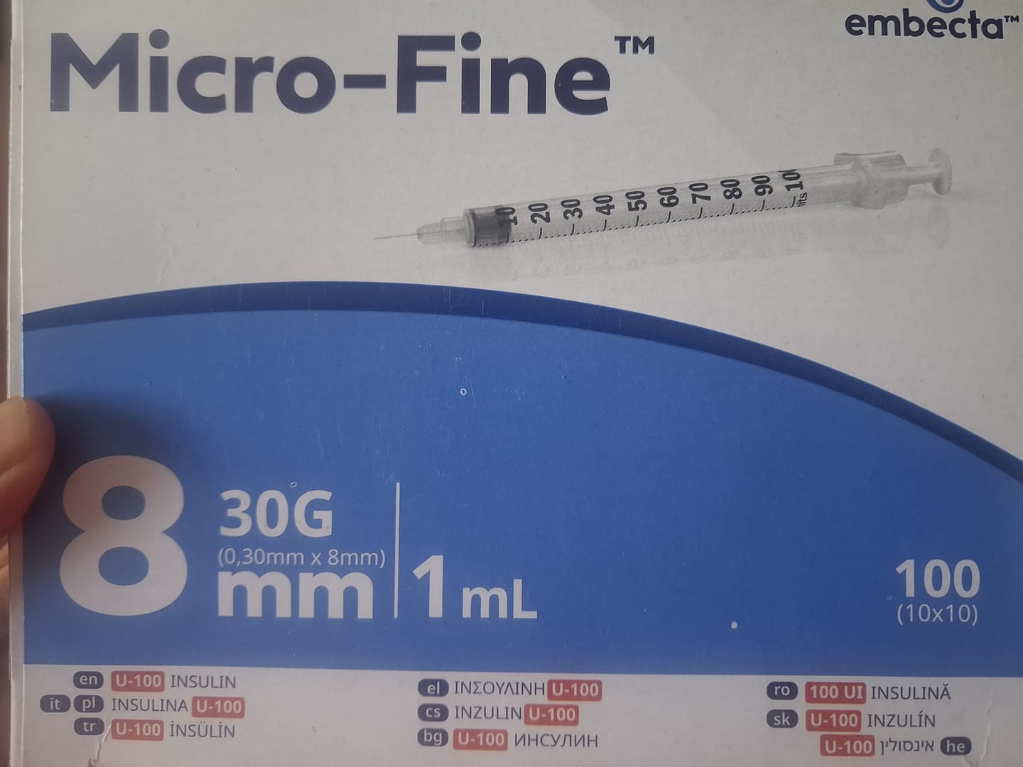 Customer photo review of Microfine 1ml Insulin Needle U100 30g x 8mm - Box of 100
