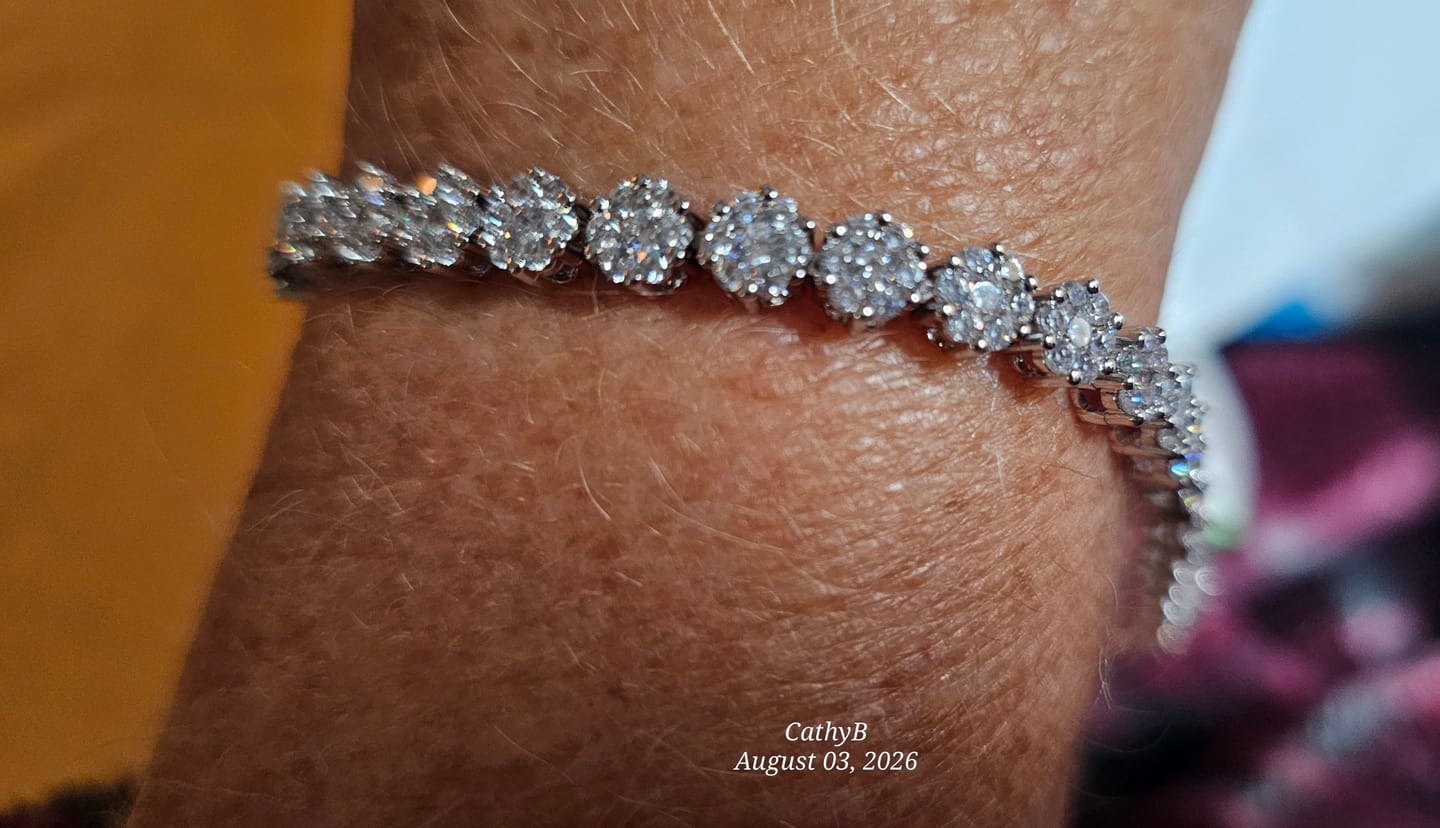 Customer photo review of Ally 18k White Gold Plated Tennis Bracelet with Simulated Diamond Crystals