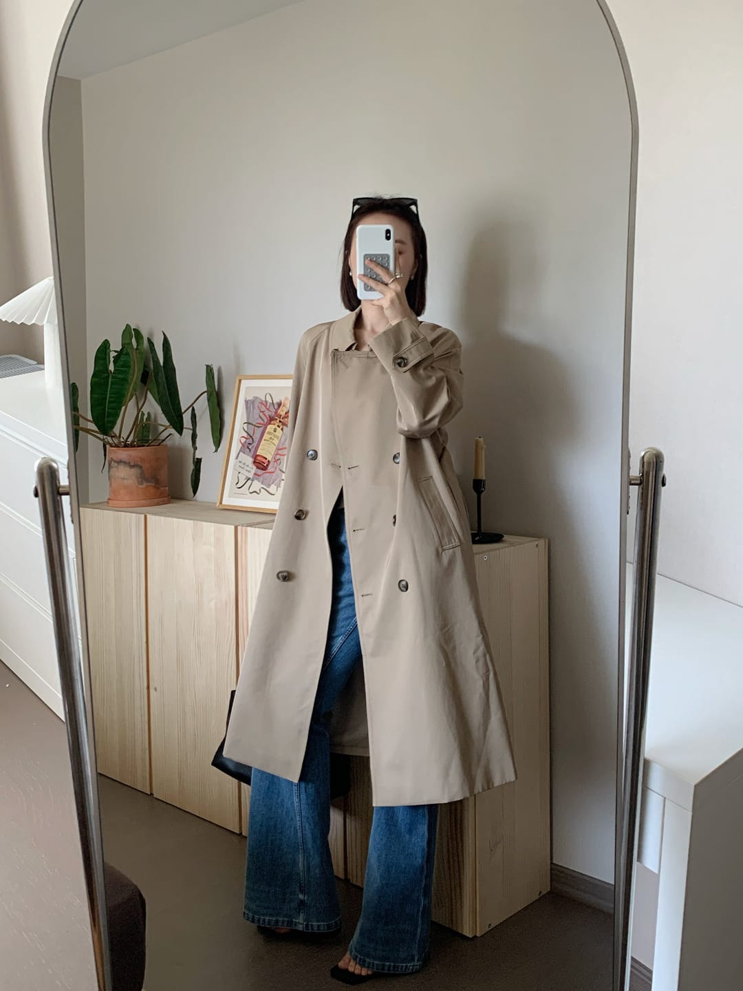 Customer photo review of LILY Belted Collared Trench Coat