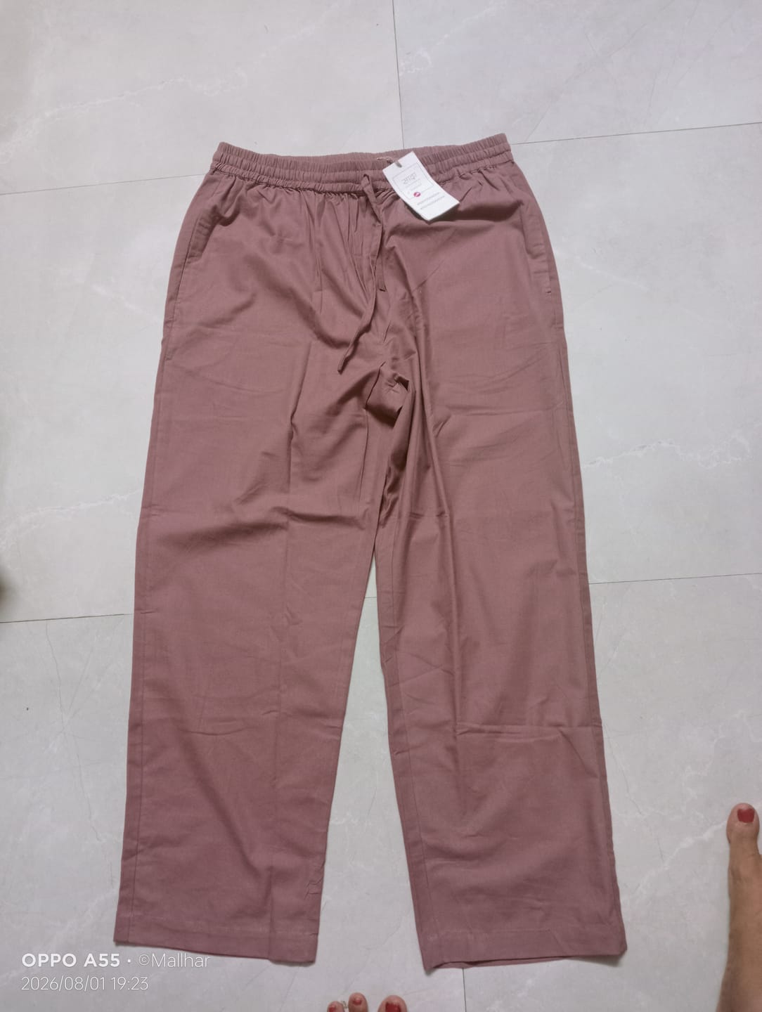 Customer photo review of Women Rose Taupe Cotton Straight Pant