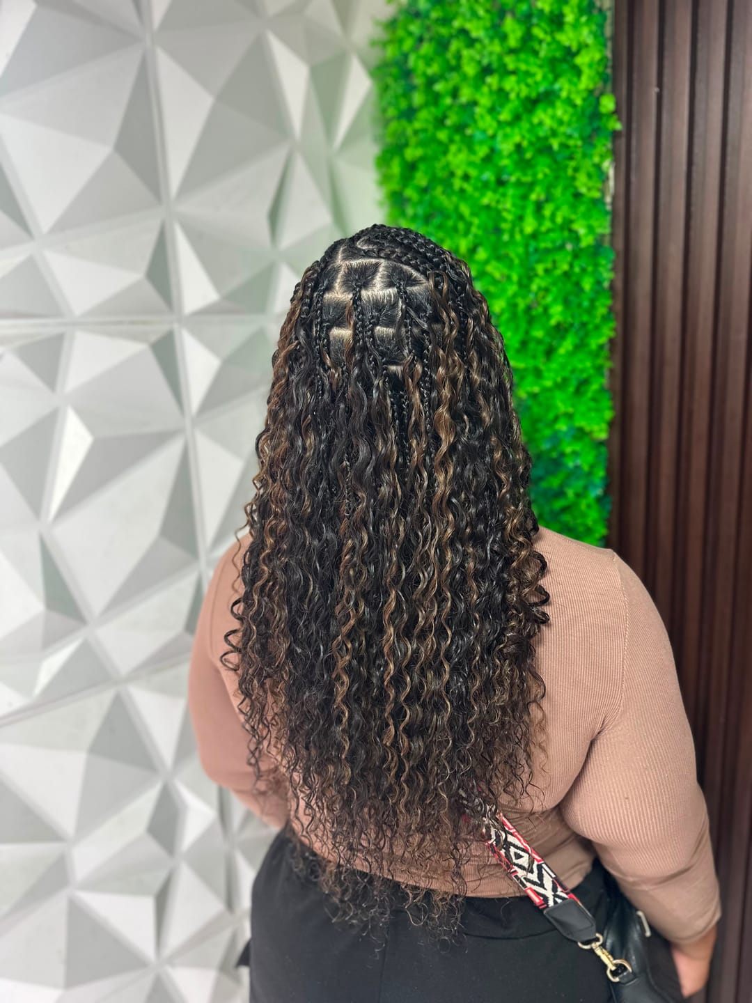 Customer photo review of #4 Medium Brown Deep Wave Human Crochet Hair for Braiding