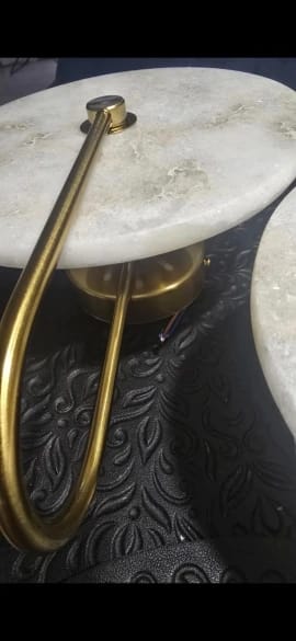 Customer photo review of Kristy Round Alabaster Wall Lamp, Black Arm, G9 LED, Warm or Cold Light
