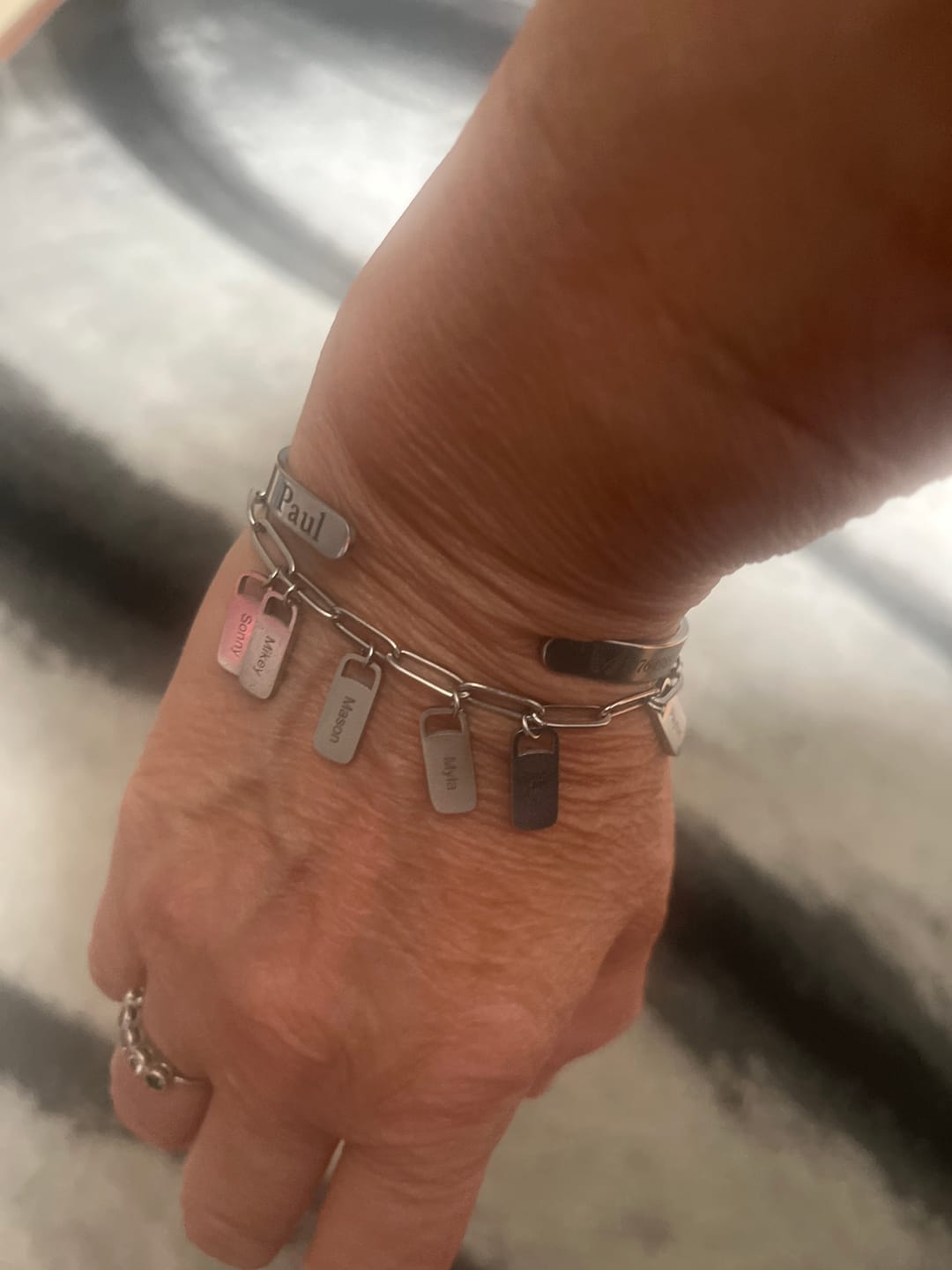 Customer photo review of Personalized Chain Link Bracelet with Custom Name Charms