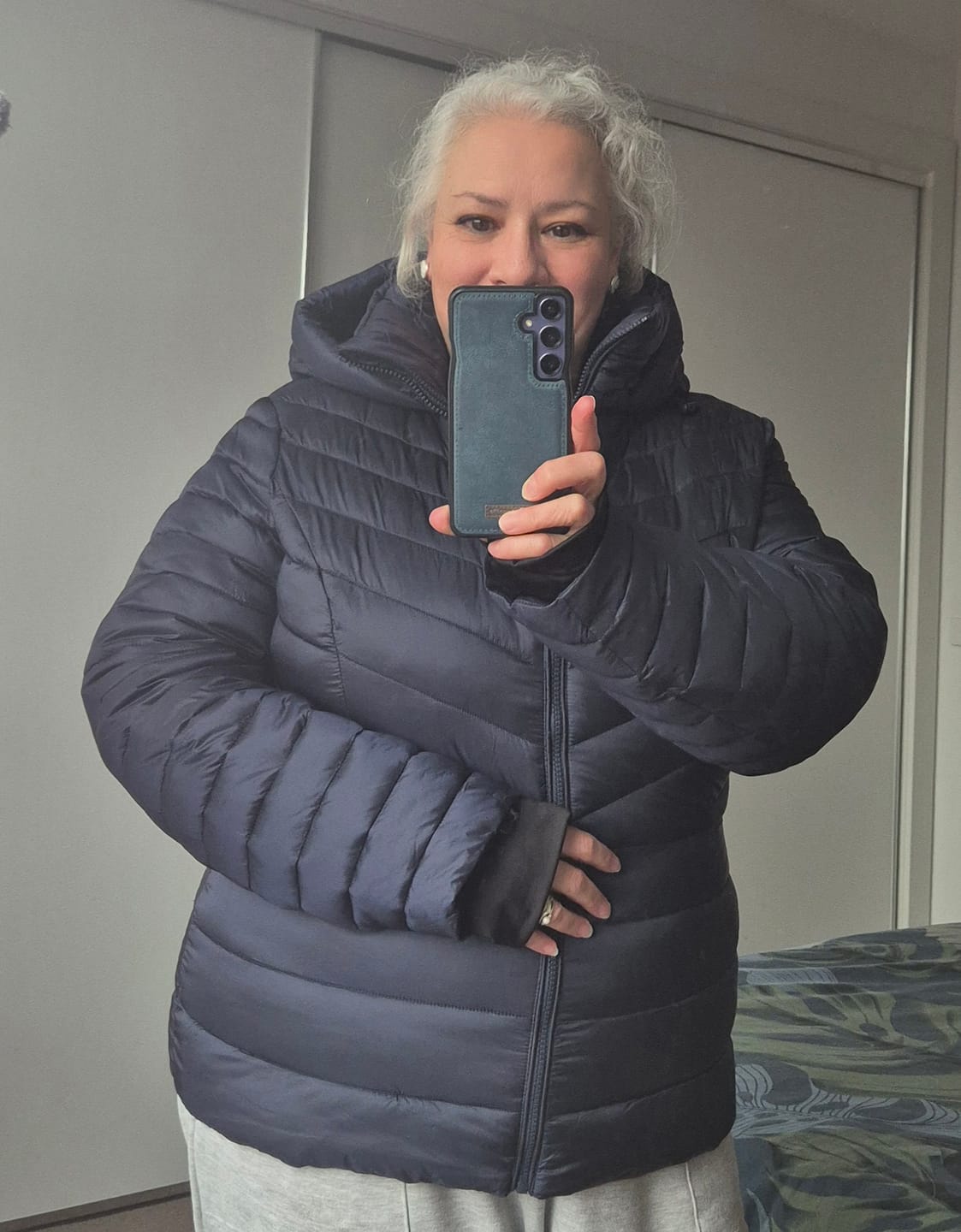 Customer photo review of Denver Polyfill Puffer Jacket - Navy