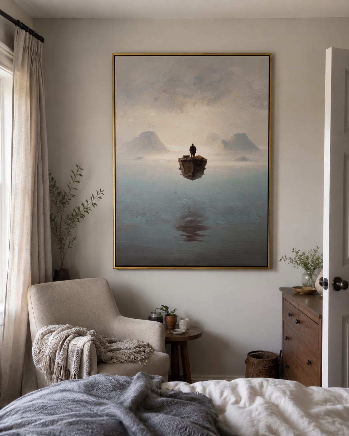 Customer photo review of Silent Voyage-Misty Boat Painting