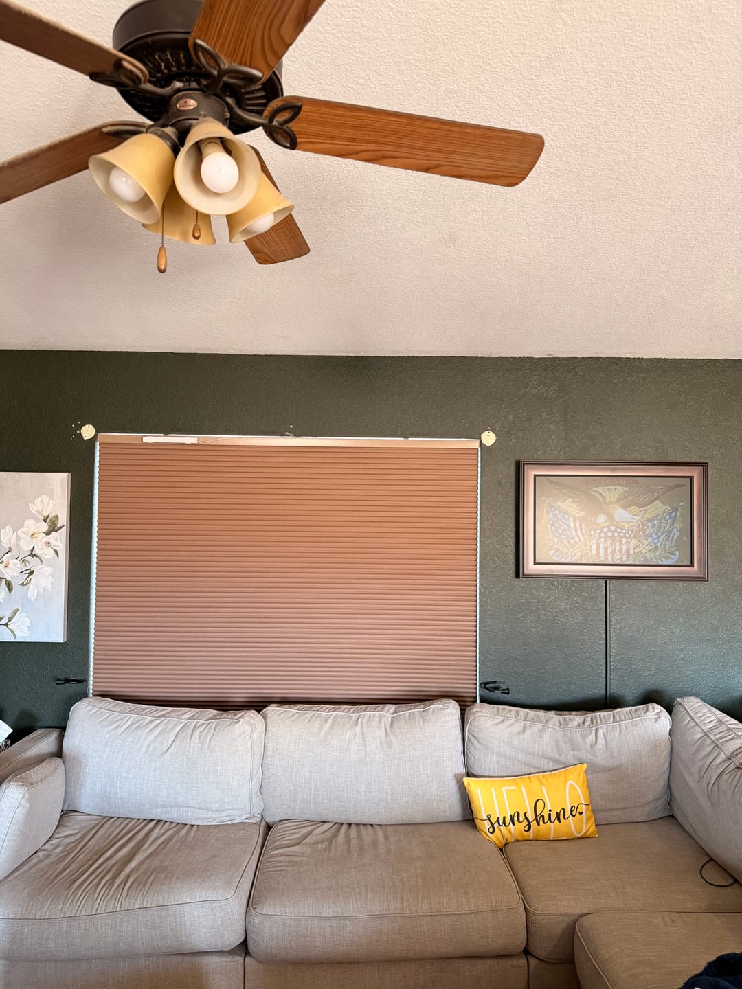 Customer photo review of SmartWings Motorized Blackout Cellular Shades Hazel