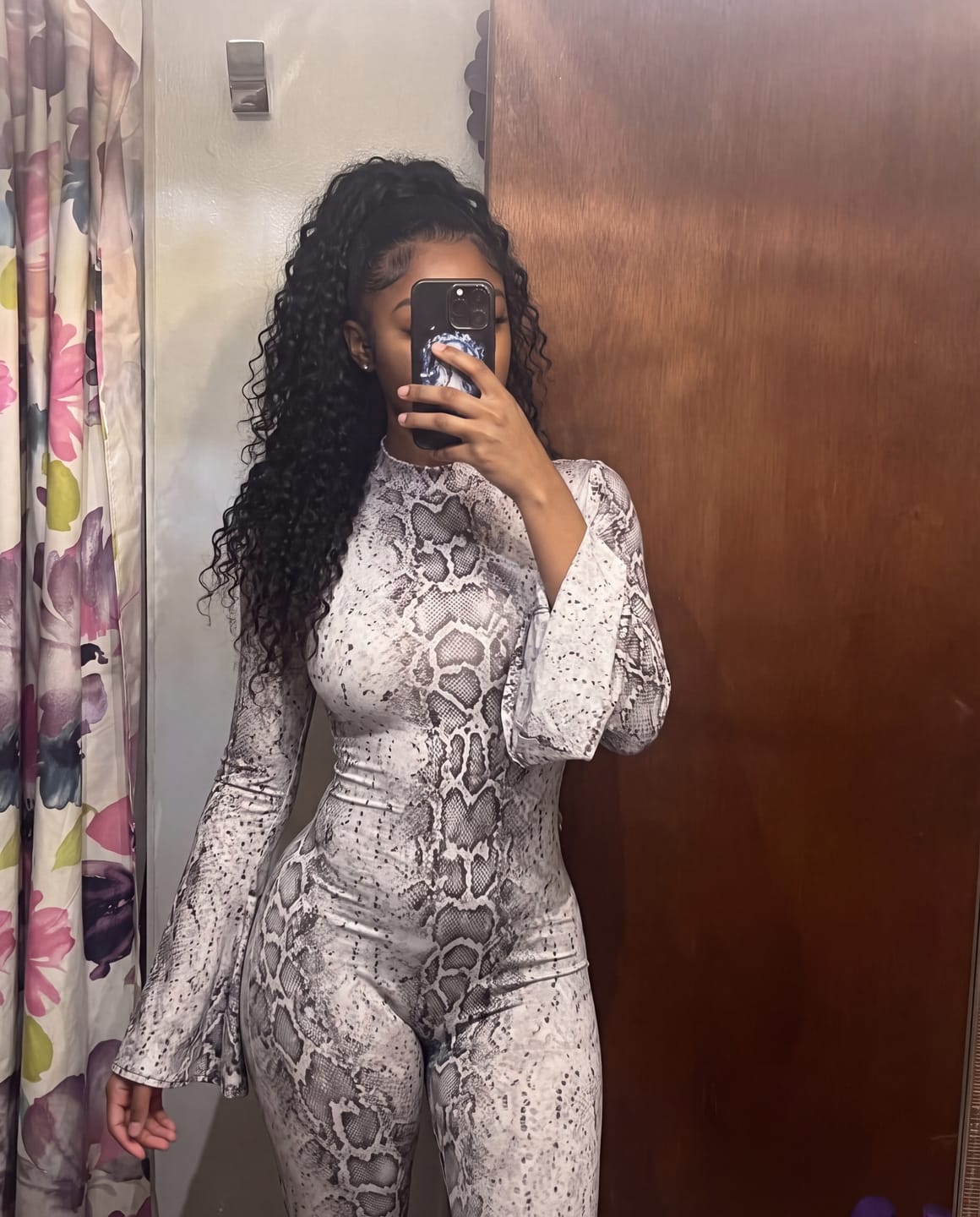 Customer photo review of Serpent Flare Backless Jumpsuit