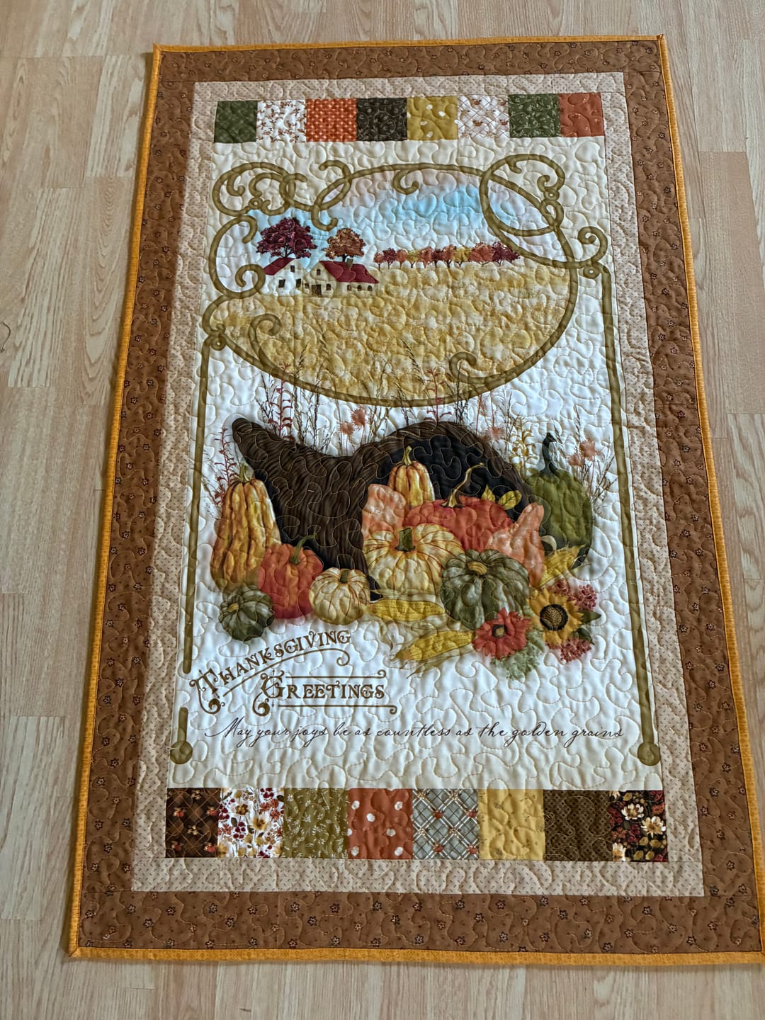 Customer photo review of Bountiful Thanksgiving Greetings Panel Yardage by Sand Gervais for RBD-P17869-PANEL- PRICE PER 1/2 YARD