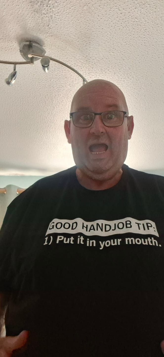 Customer photo review of Handjob Tips T-Shirt - Hilarious and